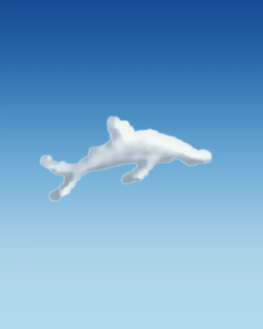 A dolphin-shaped cloud painted in Paint Clouds
