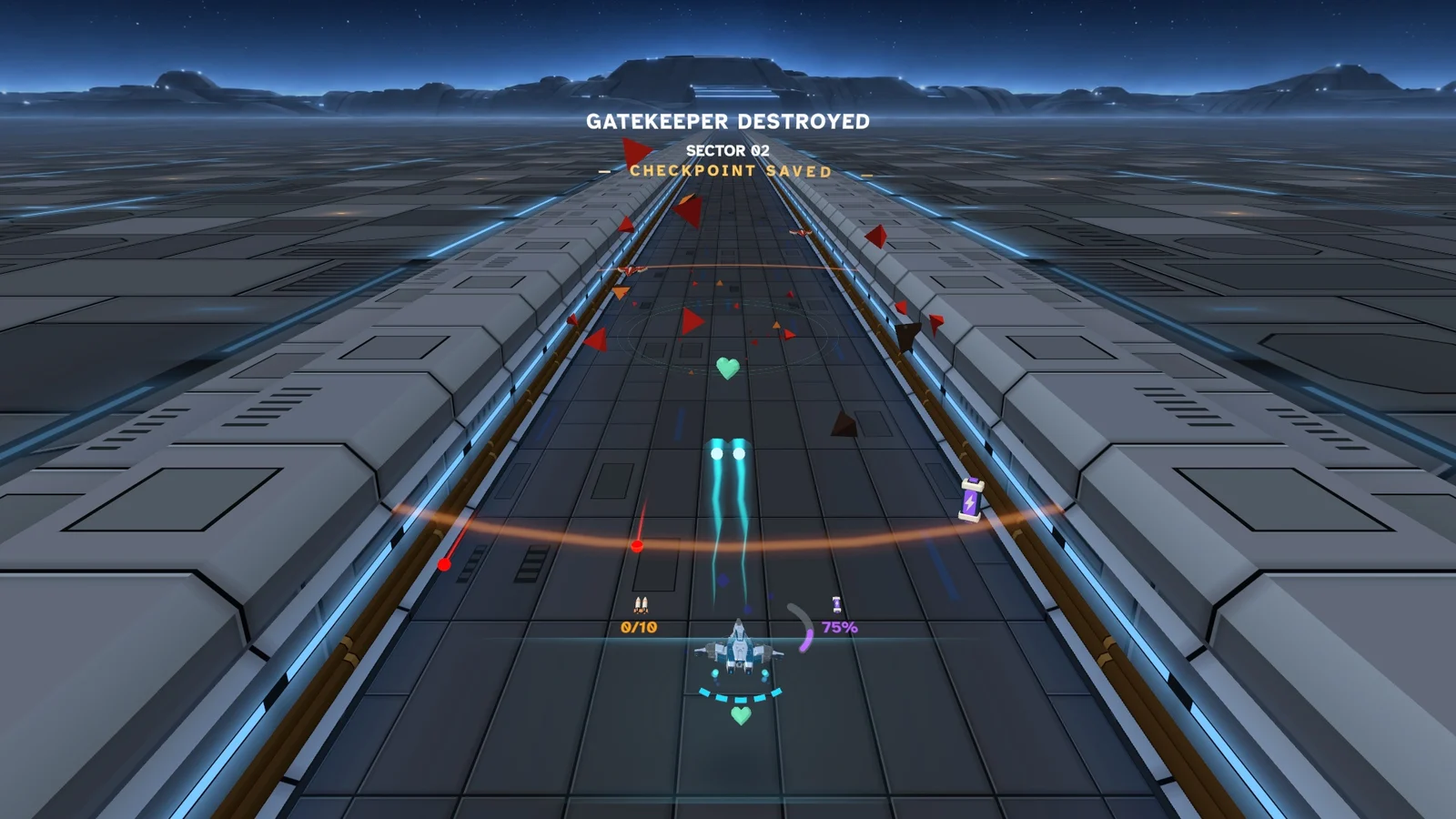 The Gatekeeper destroyed message above the player ship